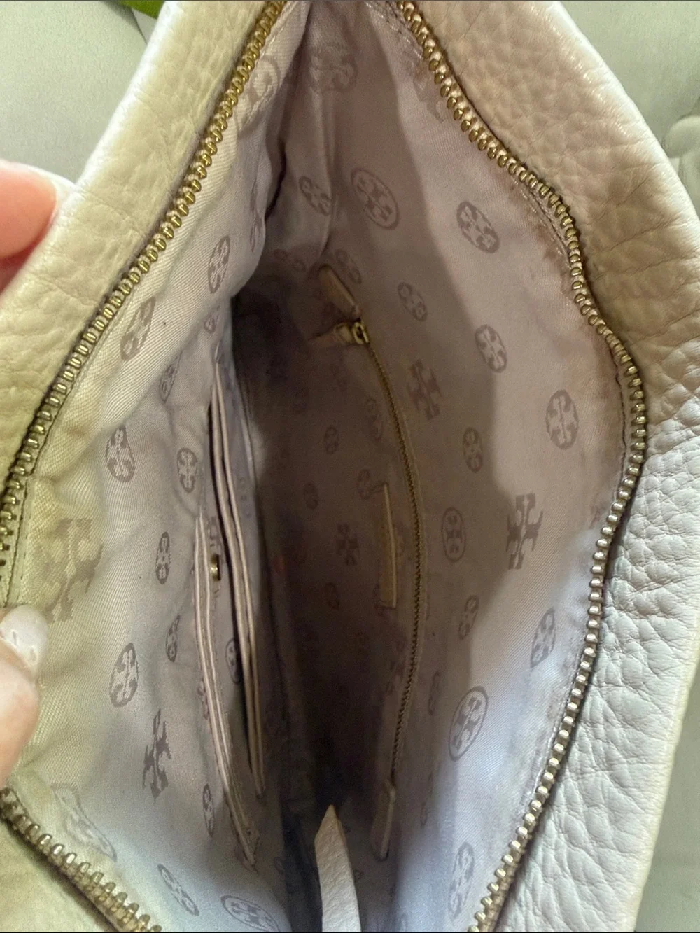 Tory Burch Blush Pebbled Leather Fold-Over Crossbody